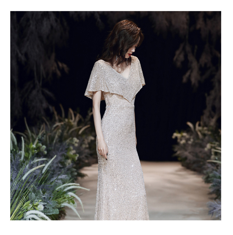 Chorus Uniform Host Sequin Evening Dress 2026 New Style Elegant Long Fishtail Banquet Dress Simple and Elegant Chorus Uniform Host Sequin Evening Dress 2026 New Style Elegant Long Fishtail Banquet Dress Simple and Elegant