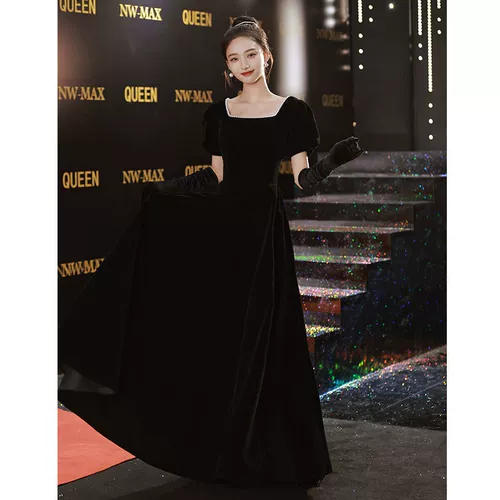 Черное простое платье 2024 Новая музыка Shengyi Test