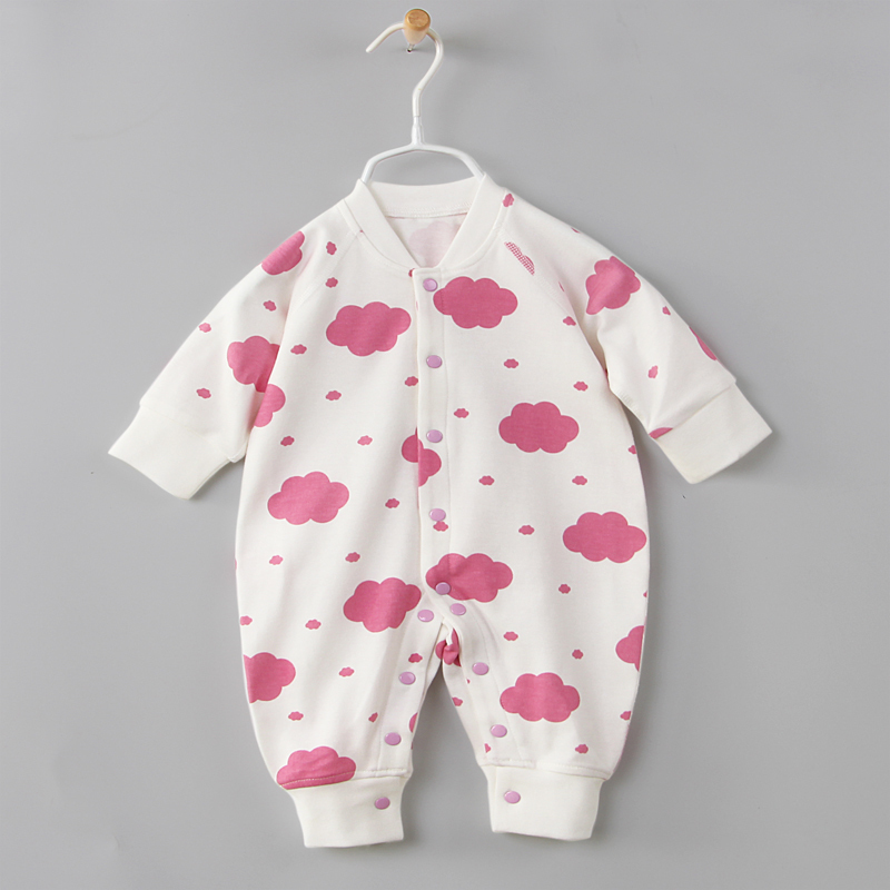 Newborn Clothes Pure Cotton Spring Autumn Money baby Central open button Long sleeves No bones even body Crawling Clothes Baby even body Hays