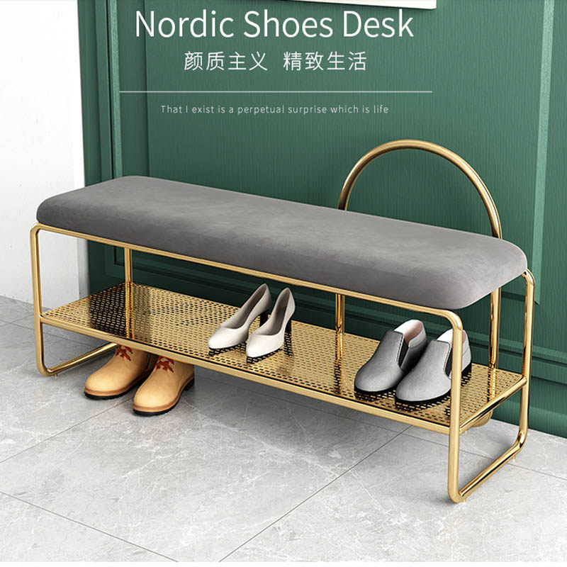 Light and luxurious shoes stool Home doorways Shoe Racks Nordic Wearing Footstool Introductory Strip Benches With Shoes Cabinet Sofa Benches