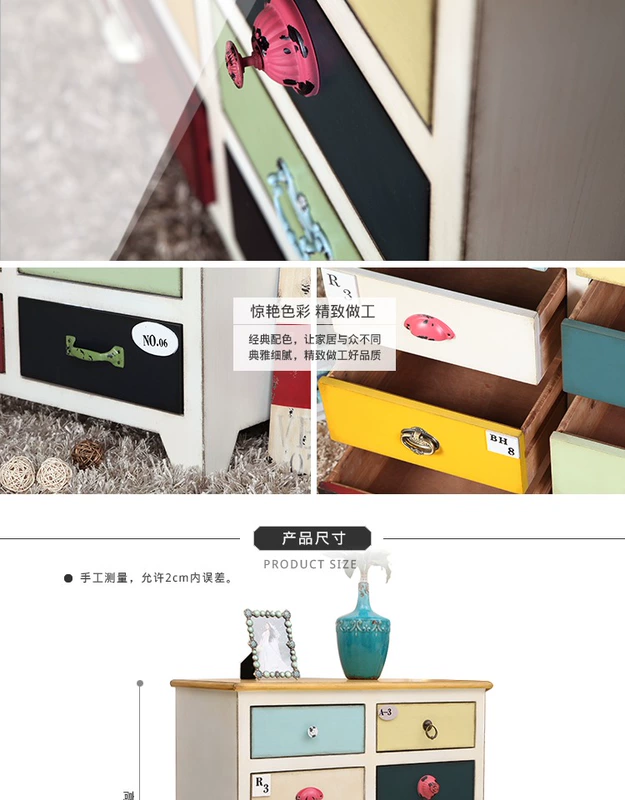 Mỹ mục vụ ngăn kéo gỗ rắn tủ lưu trữ retro tủ khóa phòng khách Địa Trung Hải phòng ngủ hiên bên tủ kết hợp ngăn kéo - Buồng tủ gỗ giá rẻ