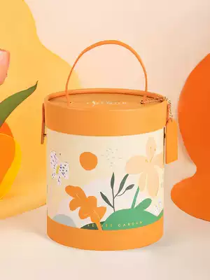 Fangsenyuan gift box Girls Day Net red creative illustration hug bucket round hand box ritual gift box empty box