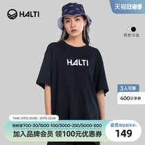 Finnish HALTI MEN AND WOMEN LOVERS OVERSIZE LOOSE CASUAL PURE COTTON SUCTION PERMALINK ROUND COLLAR PRINTED T-SHIRT