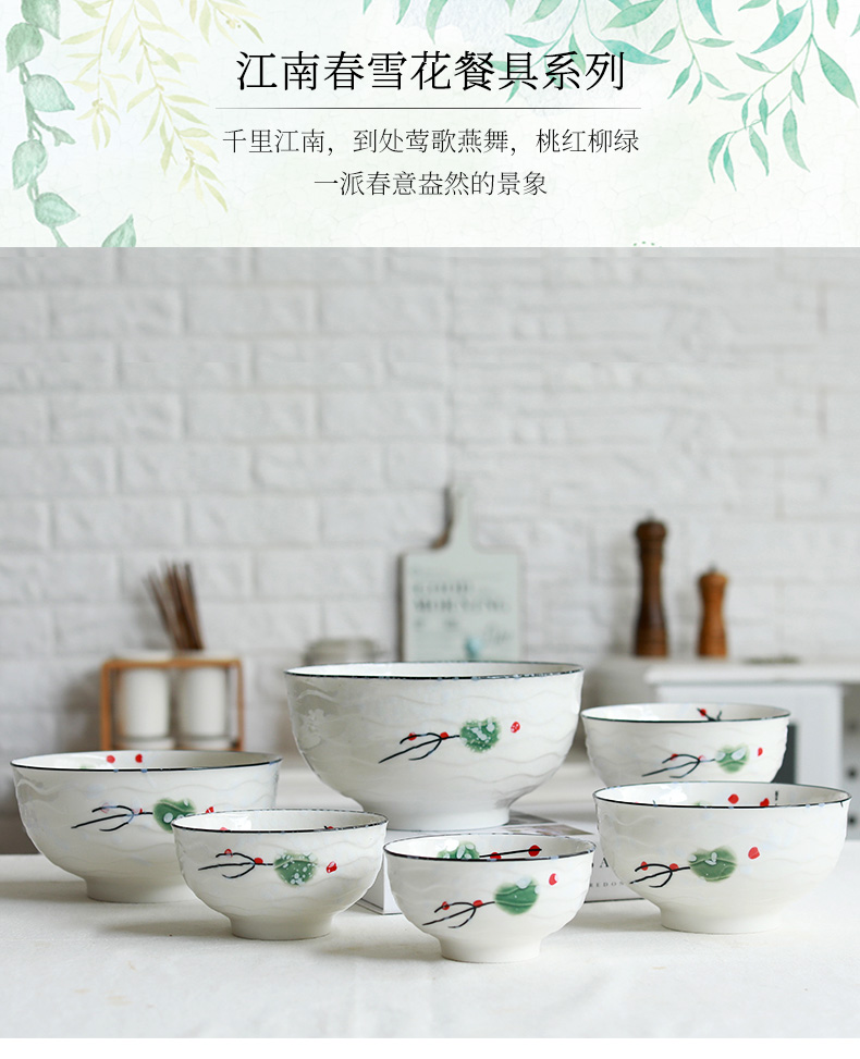 Home to eat bread and butter of jingdezhen ceramic rainbow such use large bowl soup bowl creative contracted Japanese under the glaze color tableware