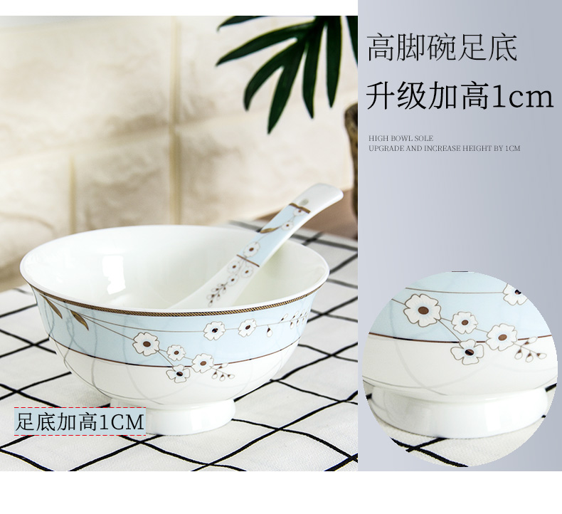 Dishes suit household contracted ipads porcelain Dishes eat ceramic bowl soup plate tableware chopsticks spoons combination of simple but elegant and pure and fresh