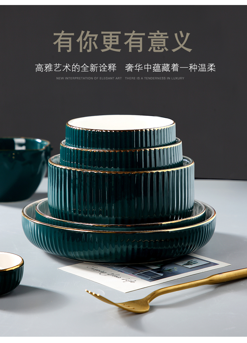 Jingdezhen dishes suit household eat dish dish dish Nordic creative ceramic bowl web celebrity tableware individual portfolio