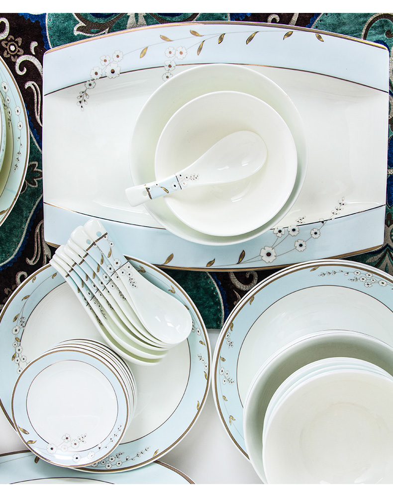 Dishes suit household contracted ipads porcelain Dishes eat ceramic bowl soup plate tableware chopsticks spoons combination of simple but elegant and pure and fresh