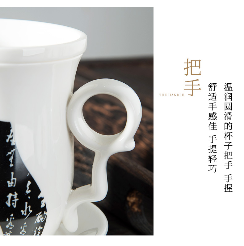 Jingdezhen ceramic cups with cover office hand - made ipads China cup of conference room, tea cup home four cups