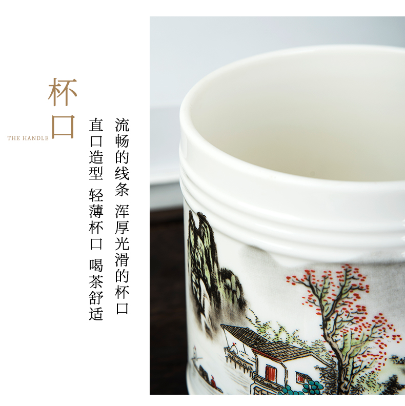 Jingdezhen ipads porcelain ceramic cups with cover large capacity of tea cup home office cup boss cup overlord cup