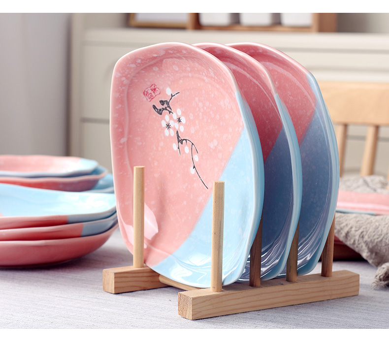 Jingdezhen ceramic dish dish dish home round soup plate creative dumplings Japanese beef dish plate plate tableware