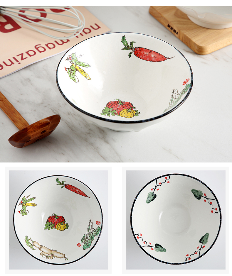 Jingdezhen ceramic bowl Japanese individual the draw rainbow such as bowl noodles big bowl of household tableware big salad hat to bowl