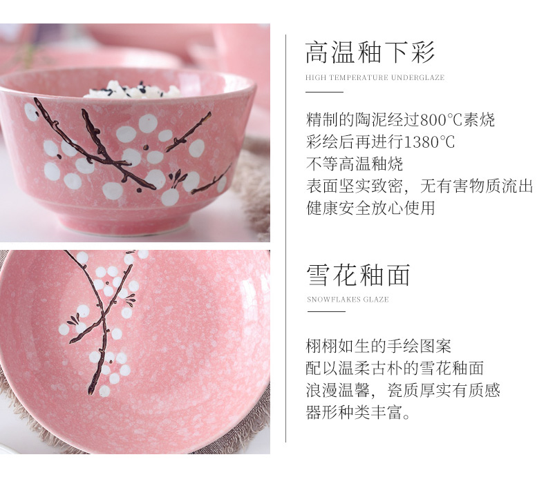 The dishes suit household ceramics 4/6 people soup bowl combined Japanese eat bowl chopsticks Nordic creative plate