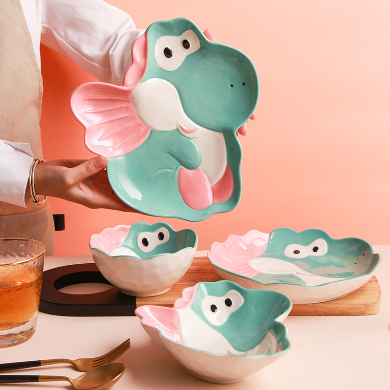 Ceramic bowl domestic cartoon creative move rainbow such as bowl dish dish dish breakfast web celebrity children, lovely tableware ceramics
