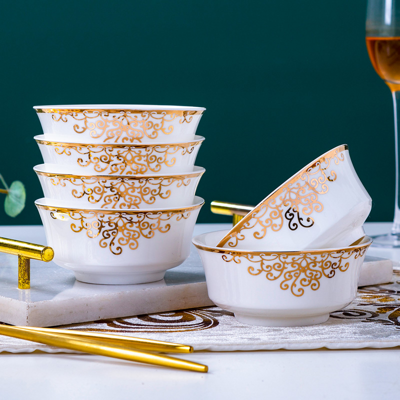 Ceramic bowl 6 with European contracted household individuality creative up phnom penh rainbow such as bowl jingdezhen Ceramic tableware suit