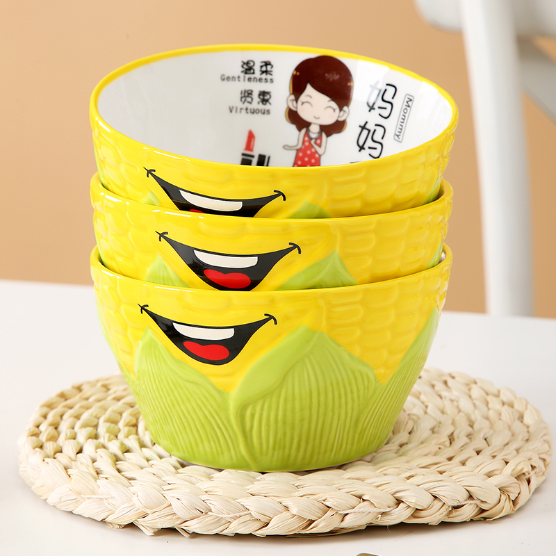 Jingdezhen ceramic bowl with the creative move of 10 cartoon eat rice bowl rainbow such to use single parenting tableware