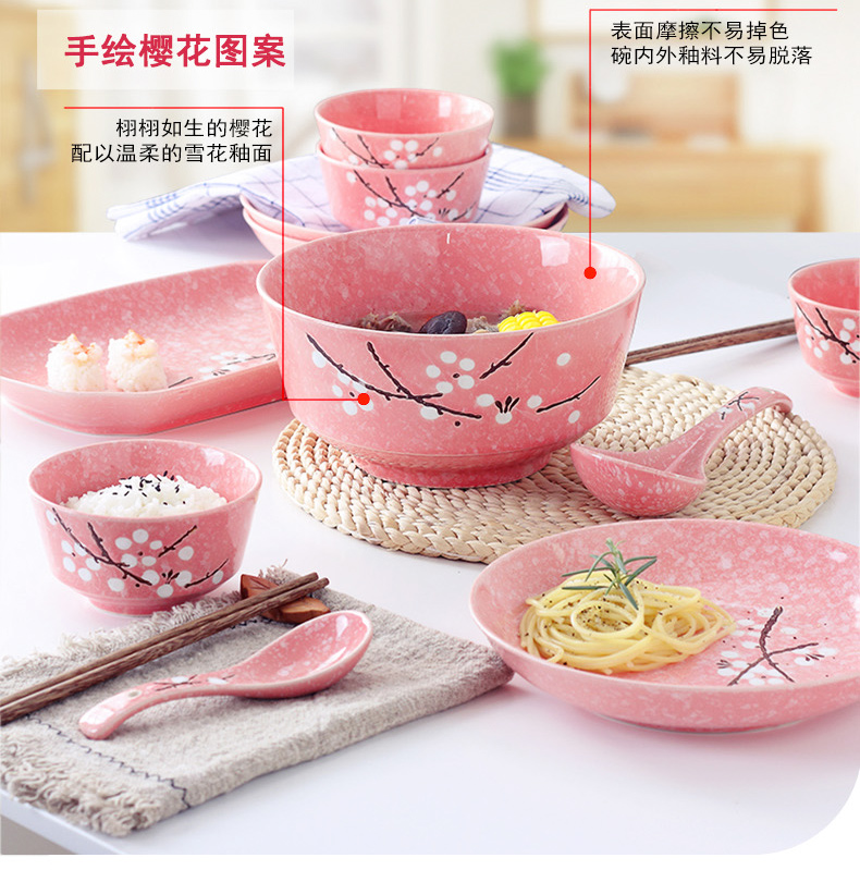 The dishes suit household ceramics 4/6 people soup bowl combined Japanese eat bowl chopsticks Nordic creative plate