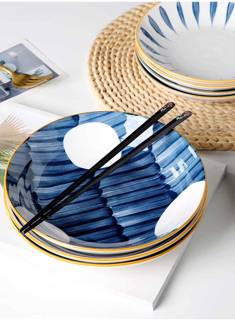 Jingdezhen Japanese ceramic dish dish dish home six creative Nordic web celebrity plate cutlery set combination