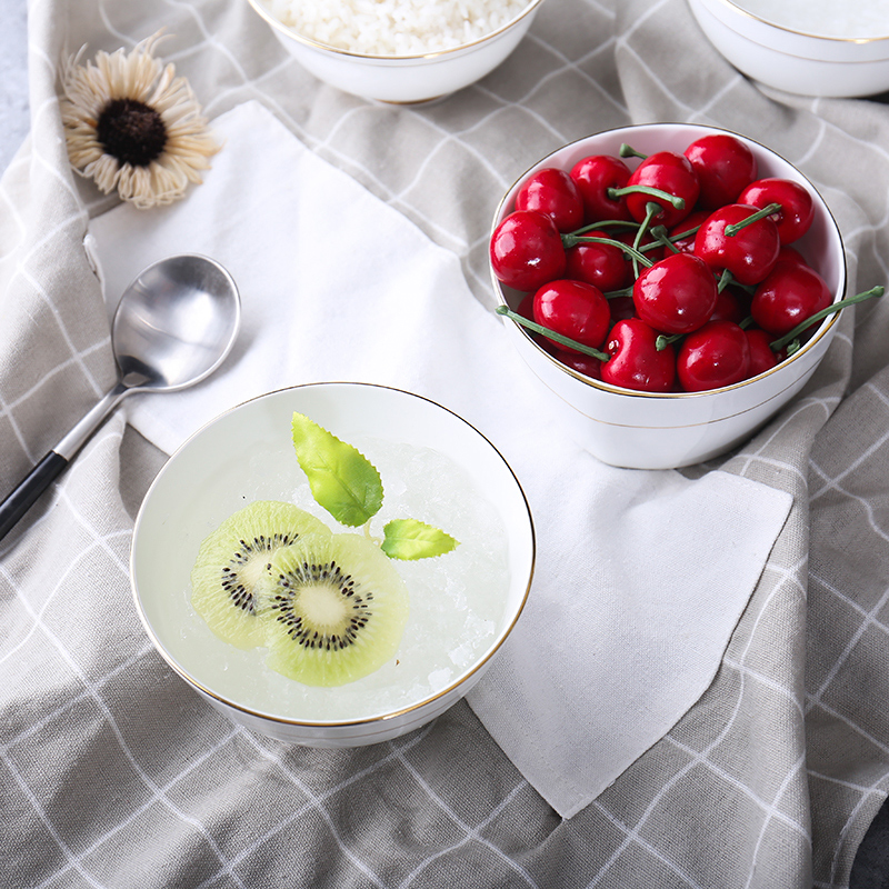 Household FanPan use combination suit adult ceramic tableware bulk simple atmospheric meals porringer rainbow such use