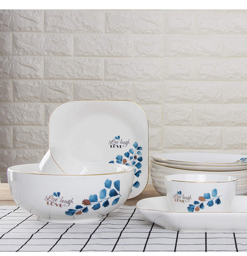 Creative household ceramic bowl noodles soup bowl prevent hot large rice bowls of jingdezhen tableware Nordic contracted to eat bread and butter