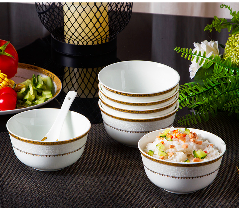 Jingdezhen ceramic bowl with the packed 10 dishes suit European creative contracted ipads porcelain tableware to eat rice bowls