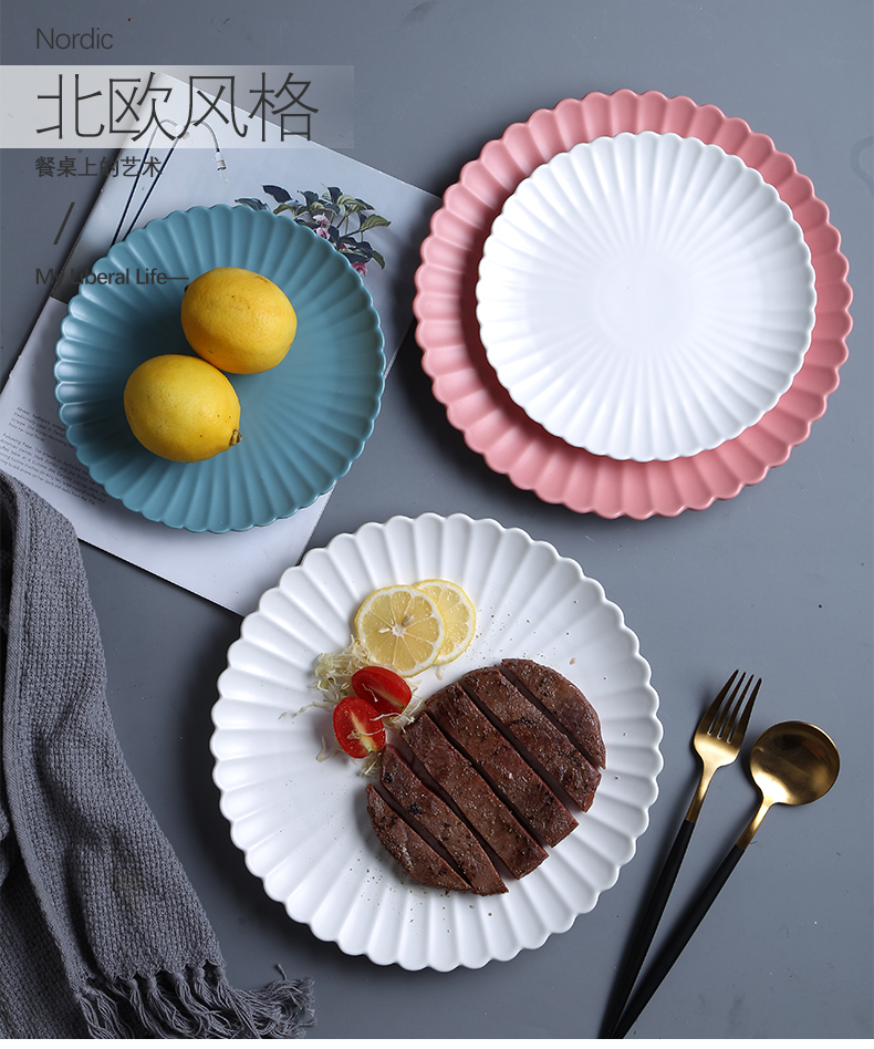 Nordic ceramic disc beefsteak dish home plate plate of creative move web celebrity breakfast tray was jingdezhen tableware