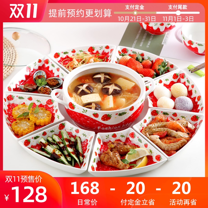 Dishes suit household creative fruit dish dish dish family reunion dinner chafing dish platter ceramic tableware suit