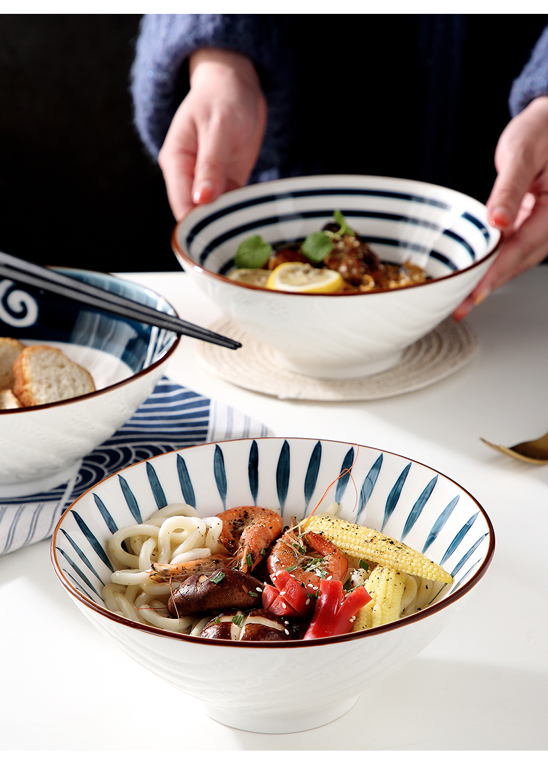 Ceramic bowl household pull rainbow such as bowl soup bowl eat noodles large bowl of a single Japanese hat to rainbow such as bowl bowl of salad bowl mercifully tableware