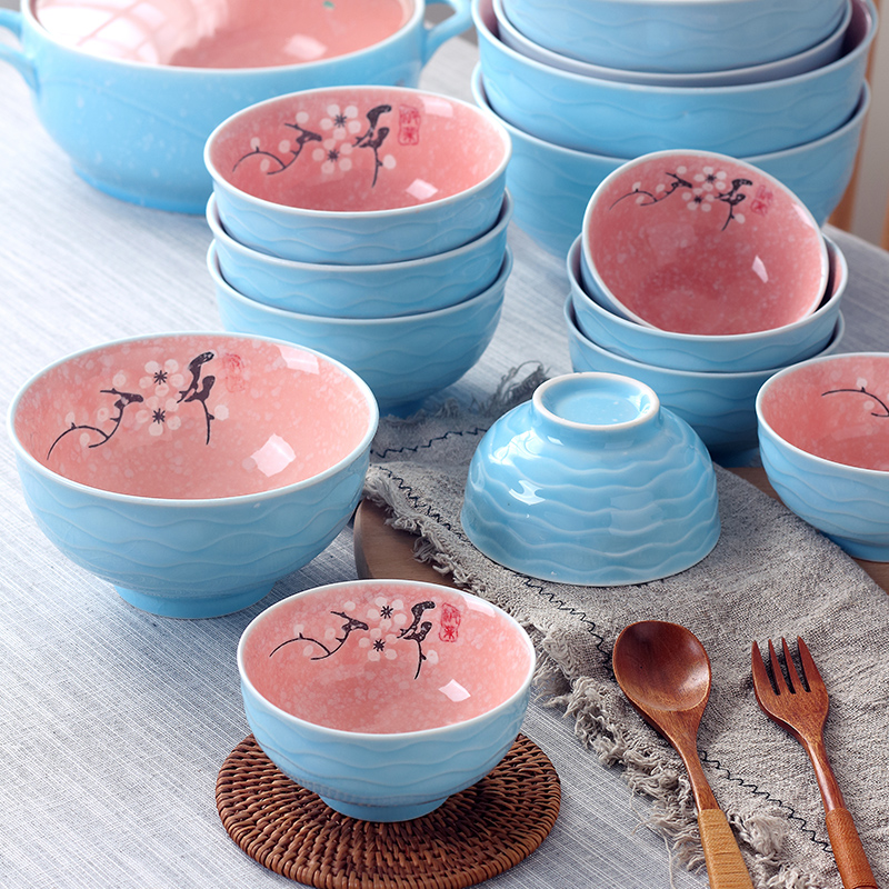 Jingdezhen ceramic bowl home eat rice bowls a single large rainbow such as bowl bowl creative Japanese contracted ipads porcelain tableware