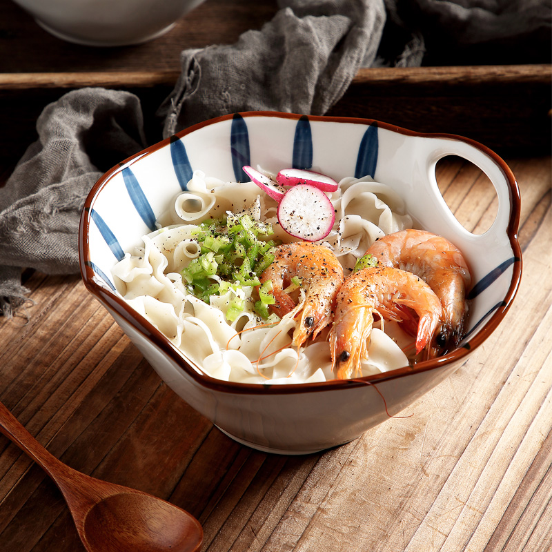 Japanese household ceramic bowl ears pull rainbow such use creative move hat to eat rainbow such as bowl bowl of soup to use a single network red tableware