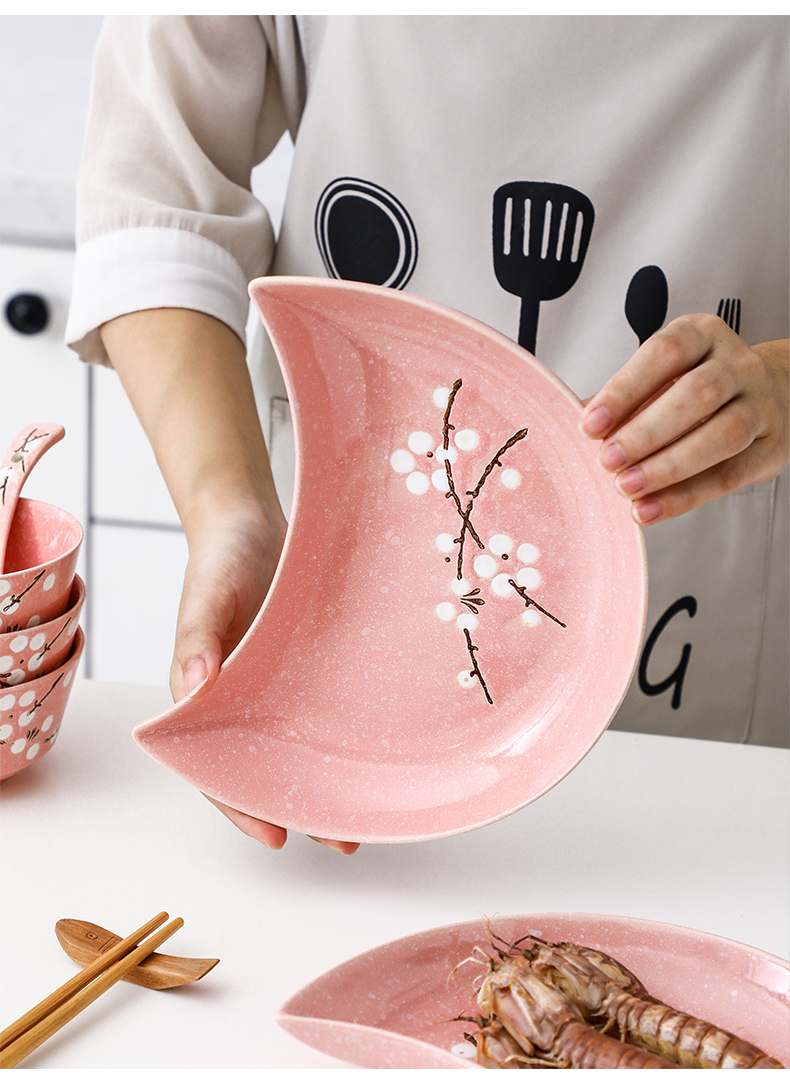 The dishes suit household creative move food reunion moon platter hotpot party ceramic plate suit