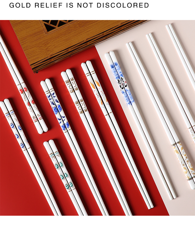 Jingdezhen ceramic public chopsticks informs the high temperature resistant antiskid mouldproof high - grade ipads China suit 10 pairs of gift boxes