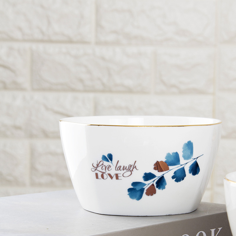 Creative household ceramic bowl noodles soup bowl prevent hot large rice bowls of jingdezhen tableware Nordic contracted to eat bread and butter