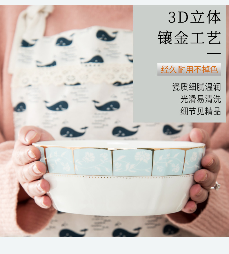 Jingdezhen ceramic bowl ipads porcelain bowl, square, noodles in soup bowl of Chinese style household contracted tableware hot to eat salad bowl