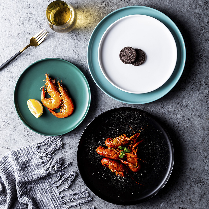 Nordic ceramic household steak dinner plate plate net red food plate creative breakfast snack plate plate plate