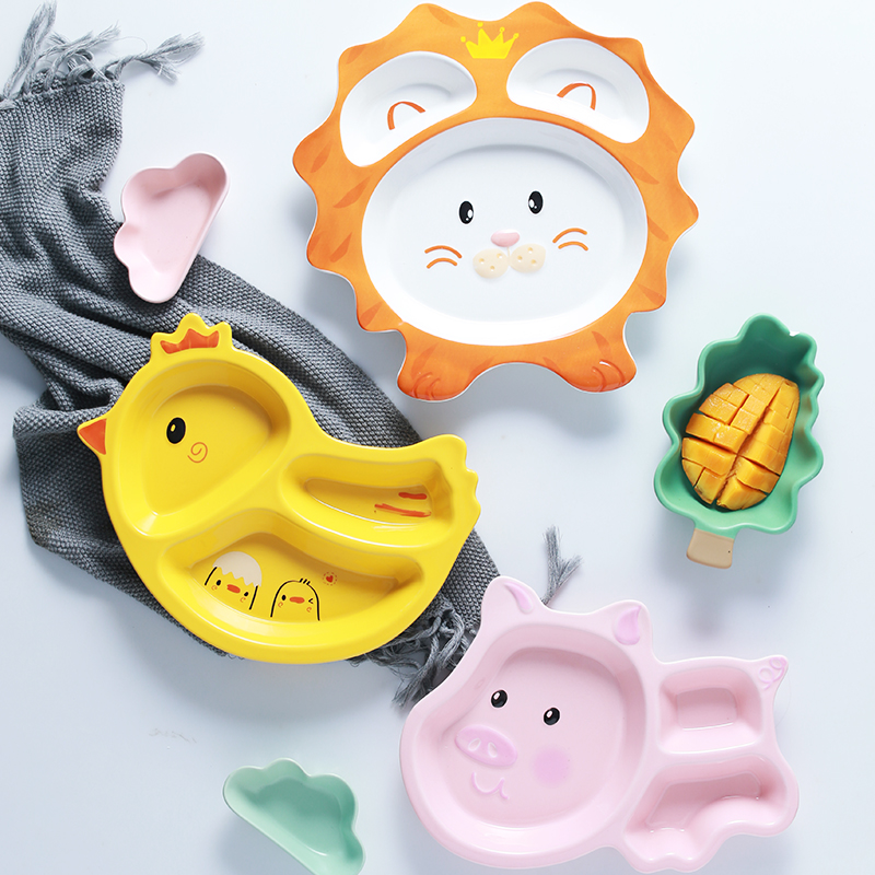 Baby tableware of pottery and porcelain plates children creative cartoon animals breakfast dish bowl to household space frame plate