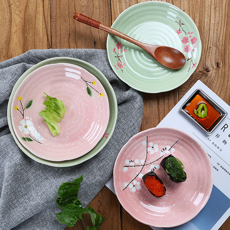 Jingdezhen ceramic plate round home deep LIDS, Japanese beef dish food dishes creative dumplings plate tableware