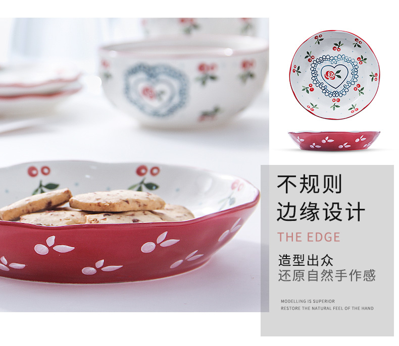 Large dishes suit household to eat bread and butter plate combination of jingdezhen ceramics noodles soup bowl creative Japanese dishes