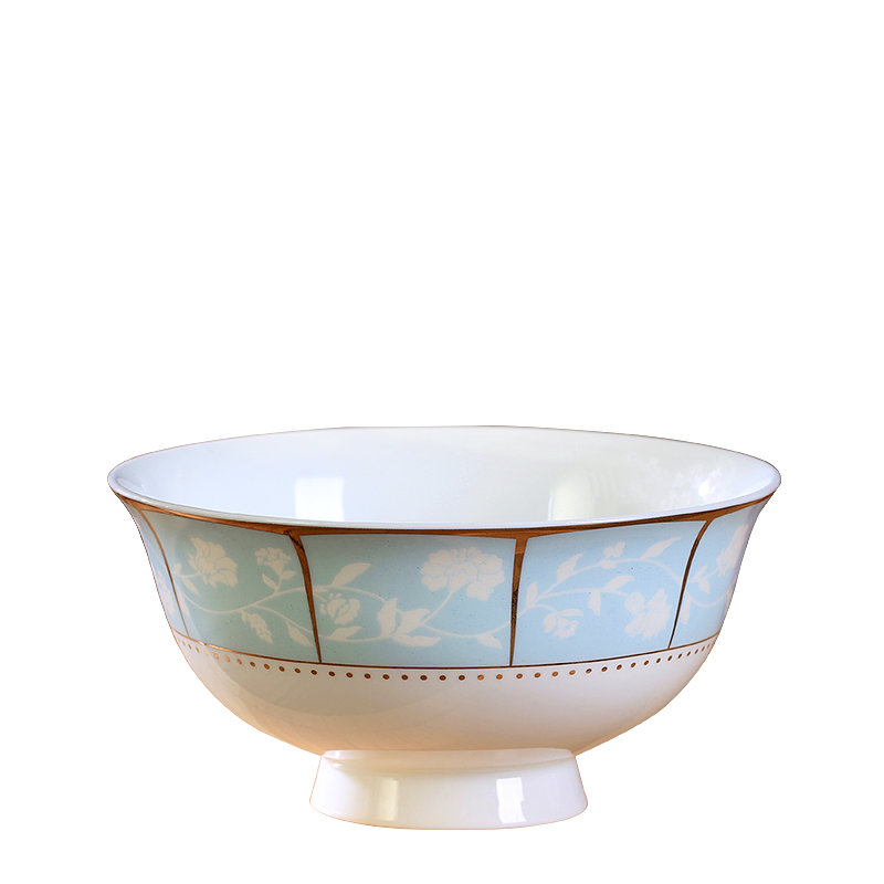 Jingdezhen ceramic bowl household utensils Korean creative contracted ipads porcelain face soup bowl 4.5 inches tall iron bowl