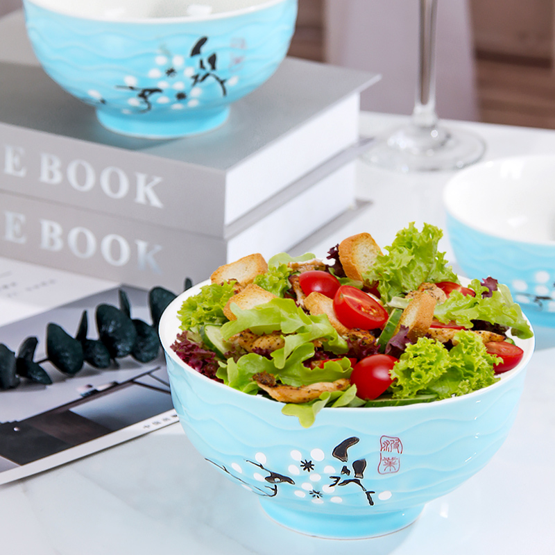 Jingdezhen ceramic bowl home eating utensils ipads porcelain bowl creative Japanese 6 inches rainbow such use large bowl