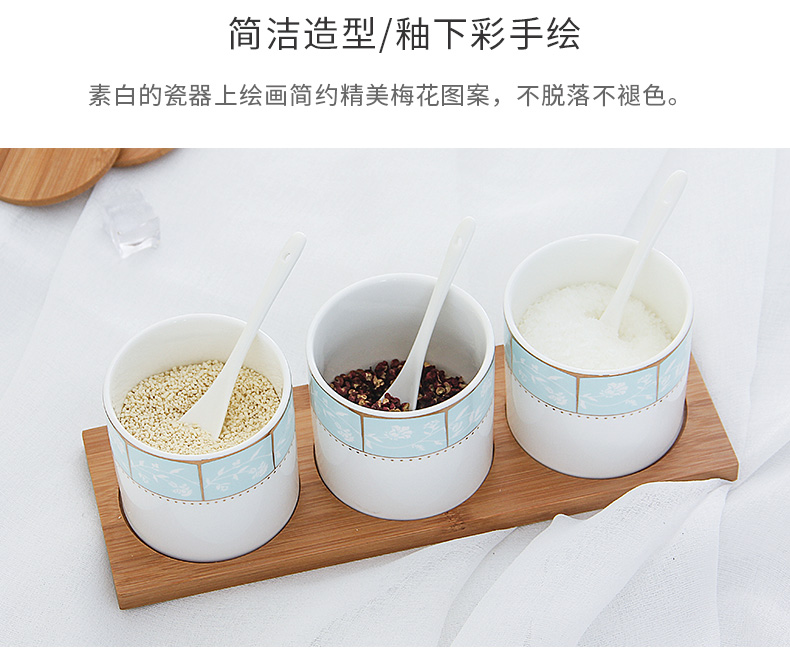 Seasoning sauce Seasoning box Korean box of jingdezhen ceramics box three - piece combination in creative contracted, cooking pot