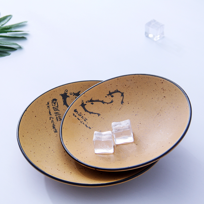 Jingdezhen ceramic plate household food dish creative move big flat circular plate tray is Japanese dishes