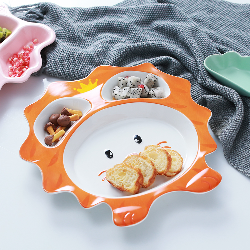 Baby tableware of pottery and porcelain plates children creative cartoon animals breakfast dish bowl to household space frame plate