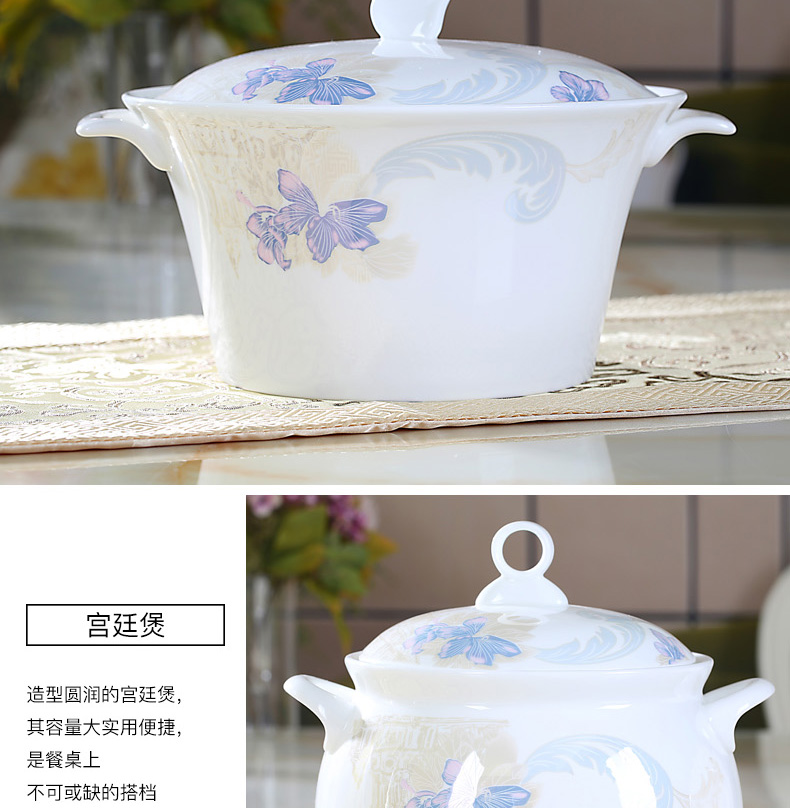 Ipads bowls dish suits for home 60 pieces of China jingdezhen ceramic tableware to eat bread and butter plate combination European nesting bowls