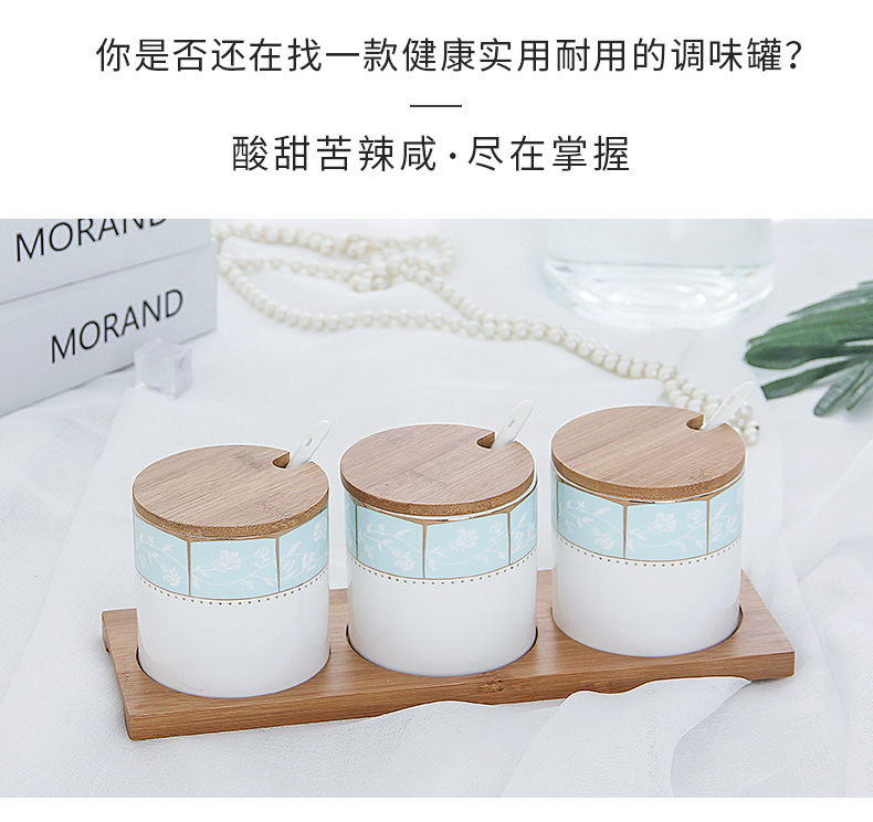 Seasoning sauce Seasoning box Korean box of jingdezhen ceramics box three - piece combination in creative contracted, cooking pot