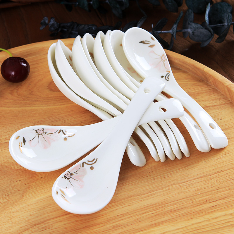 Jingdezhen ceramic creative household small spoon, 10 Chinese firm ipads with eating soup spoon, run out of tableware