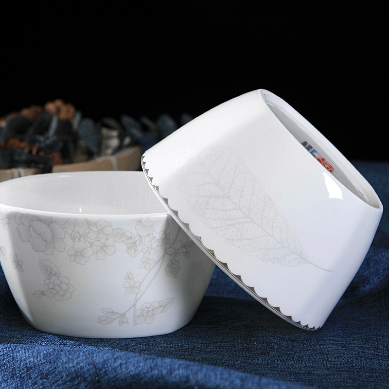 Household square rice bowl jingdezhen ceramic ipads China tableware 4.5 inch Chinese contracted the hot noodles in soup bowl