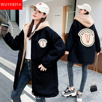 Lamb coat womens autumn and winter clothing 2021 New Tide junior high school students Korean version of long Joker plus velvet thickened