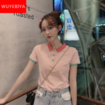 Short Sleeve T-Shirt Teen Birth Summer Dress 2022 New Junior High School Students Polo Jersey Korean Version Pink Dress