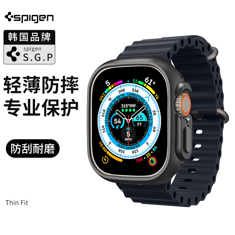 Spigen Is Suitable for Apple Watch Ultra2/3 Watch Protective Case, Thin and Anti-Fall Watch Ultra Protective Case 49mm Transparent Frame Hard Shell Trendy