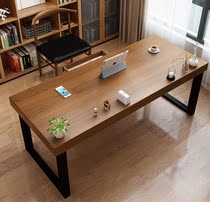 Nordic Solid Wood Desk Brief Home Bedroom Simple Table Log Industrial Wind Iron Art Desktop Computer Desk Sub